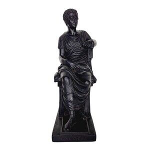 Antique Neoclassical Meneandro Greek Athenian Dramatist Plaster Sculpture Statue